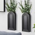 2-Piece Black Wooden Wall Vases – Modern Farmhouse & Boho Décor