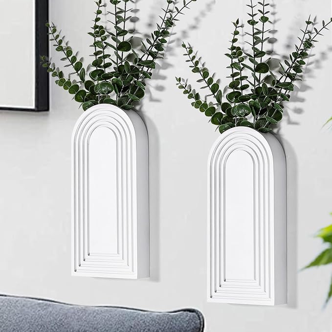 2-Piece Black Wooden Wall Vases – Modern Farmhouse & Boho Décor