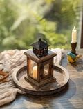 Auriina Round Wooden Candle Holder Tray – Distressed Finish