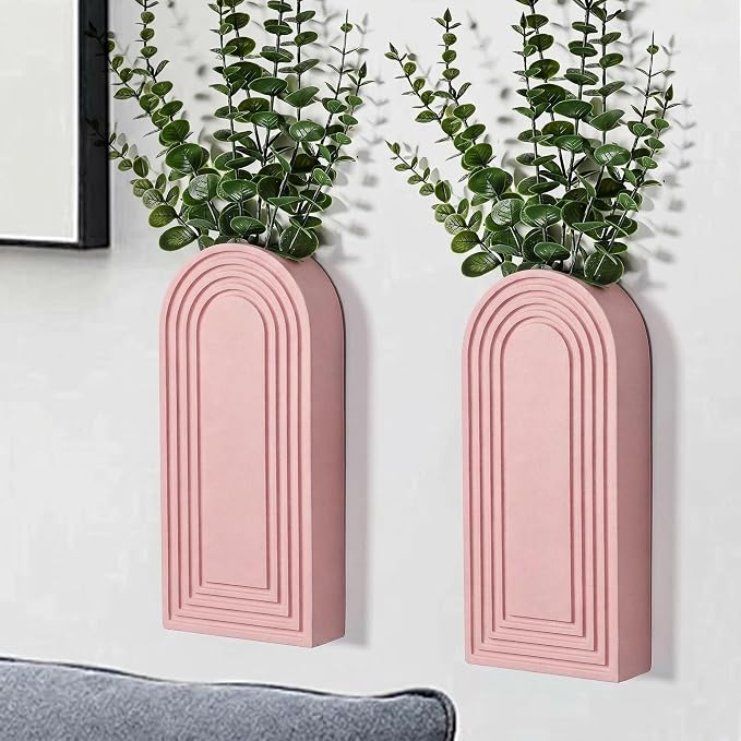 2-Piece Black Wooden Wall Vases – Modern Farmhouse & Boho Décor