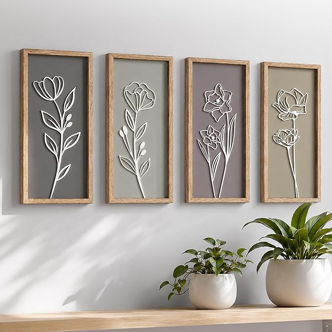Auriina 3D Floral Wall Art Set – Black & White