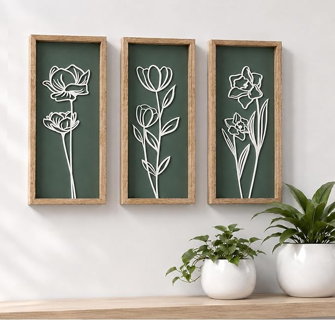 Auriina 3D Floral Wall Art Set – Black & White