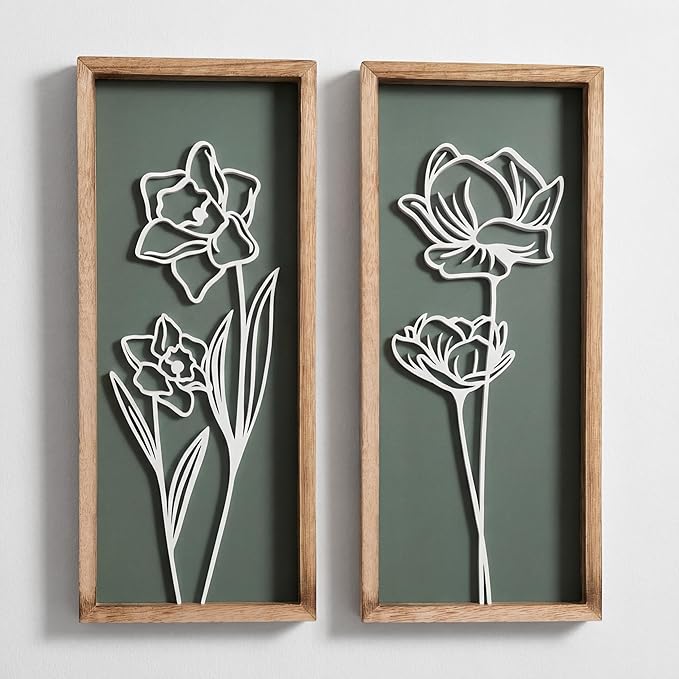 Auriina 3D Floral Wall Art Set – Black & White