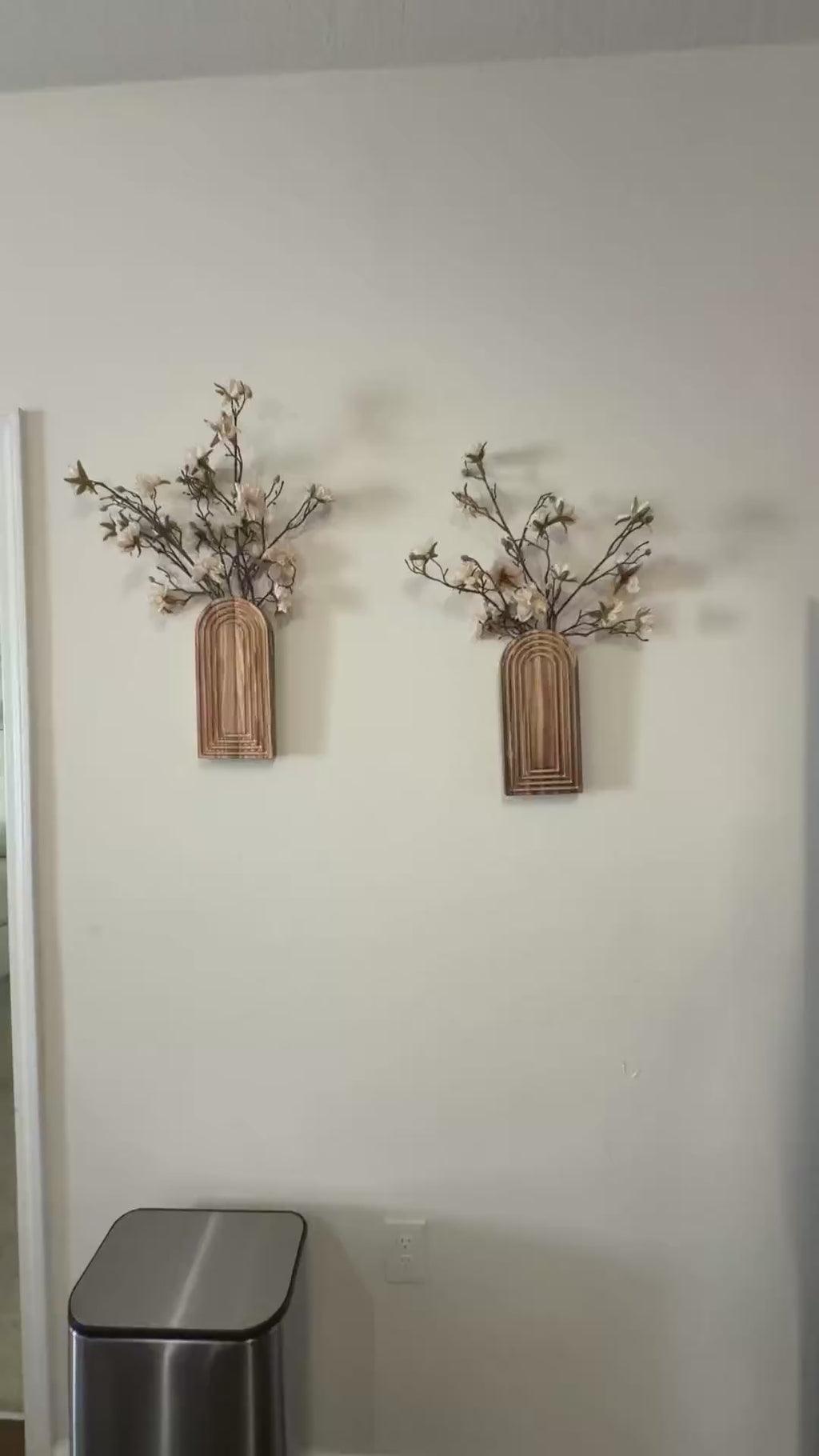 2-Piece Black Wooden Wall Vases – Modern Farmhouse & Boho Décor