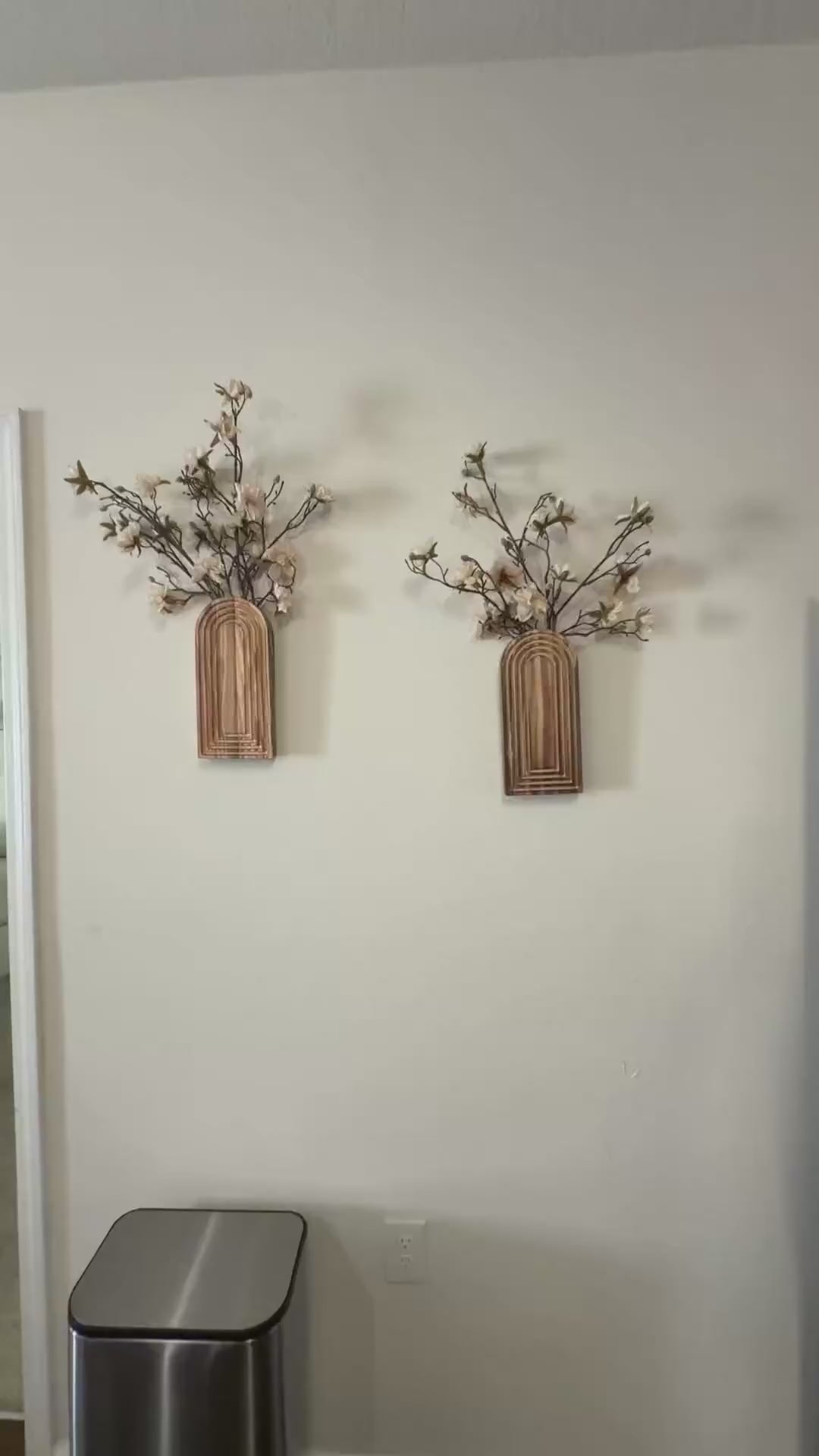 2-Piece Black Wooden Wall Vases – Modern Farmhouse & Boho Décor