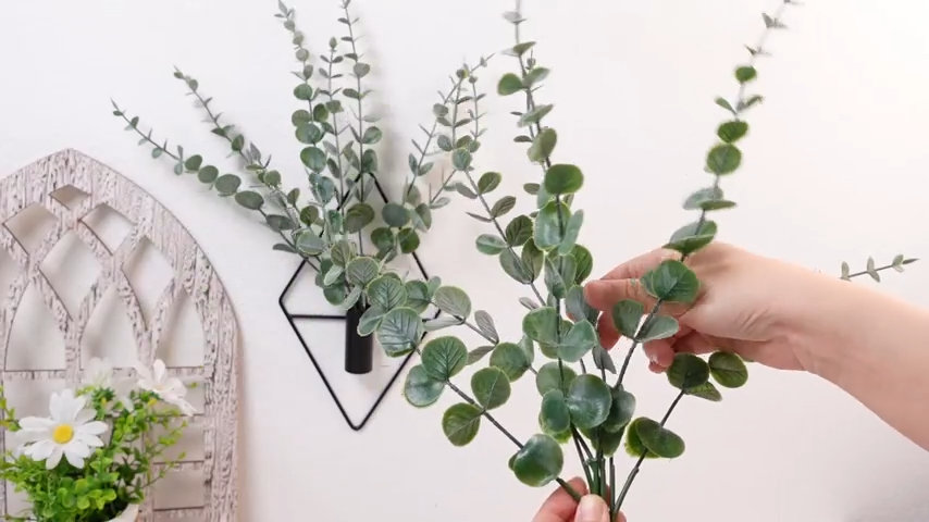 2-Piece Black Geometric Wall Planters with Artificial Eucalyptus